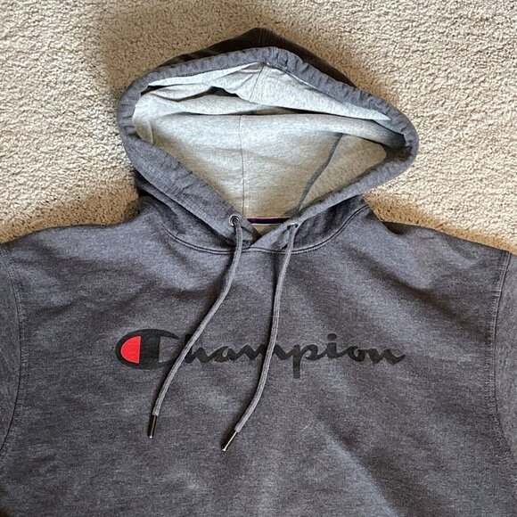 Champion Men's Powerblend Hoodie Sweatshirt Size M Fleece Graphic Logo Pullover - Picture 3 of 11
